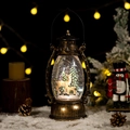 Farol navideño de bronce bola de nieve con escena de renos y luces festivas brillantes - Familia de Renos