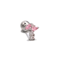 Silver stainless steel cartilage stud with pink and white zircon stones in petal design - EGD0070 Silver Butterfly Leaf