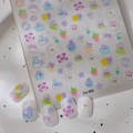Stickers à ongles en relief motif poissons marins et dessins animés colorés de fantômes - Relief de Dessin Animé de Vie Marine d'Aquarium (CO-363)