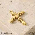 Ciondolo a croce vintage in acciaio inossidabile dorato 28x23mm per gioielli - Stile Croce con Motivo Decorativo (KLJ5637-Z)
