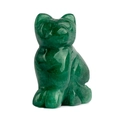 Polierte grüne Katzenfigur aus Jade-Edelstein mit glatter Oberfläche - 1,5 Zoll / Grüner Aventurin