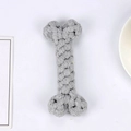 Durable cotton rope dog chew toy in bone shape with dense gray braided texture - Grey