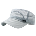 Light grey breathable mesh flat top military cap for summer outdoor sun protection - Adjustable / Light Gray