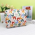 Quilted floral makeup bag with colorful abstract patterns and soft cotton texture - Colorful U-Pattern