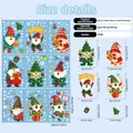 Size chart for 9 sheets of Christmas gnome window clings made of PVC with UV printing - 9 Sheets / Christmas Gnome (QC3190)