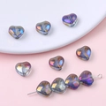 Purple heart-shaped 10mm glass crystal beads for DIY handmade jewelry and necklaces - 7# Purple Blue
