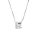 Collana in acciaio inossidabile argento con ciondolo lettera E impreziosito da cristalli - Colore Acciaio-Lettera E