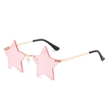 Pink rimless star-shaped sunglasses with gold metal frames and fashion lenses - Gold Frame Pink