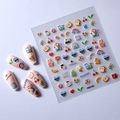 5D geprägte Nagelaufkleber mit niedlichen Bären und Brot Designs Modell FEB-446 - Süßes Bärenbrot Relief Stil (FEB-446)