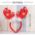 Red Christmas reindeer headband with white snowflake print and golden bells - Red Feather Antlers with Snowflakes