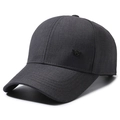 Dark grey cotton baseball cap with curved brim and metallic wing logo for men - Adjustable / Dark Grey With Eagle R Logo