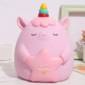 Rosa Einhorn Sparschwein mit Stern, niedliche Deko und Kinder Spartopf aus Vinyl - Medium 16*16*20CM / Prinzessinnenrosa