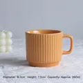 Minimalist orange ceramic striped mug with square handle for coffee and tea - Warm Orange