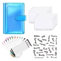 Blue A6 PU leather budget binder set with clear zipper envelopes and stickers - A6 / Metallic Blue
