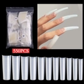 550 pieces of extra long square French nail tips in various sizes with packaging - Natural Color