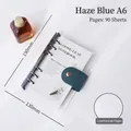 A6 loose-leaf 6-ring binder notebook with transparent PVC cover and blue leather clasp - A6 Gunmetal Black Binder (without Insert)
