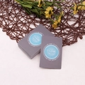 Gray cardstock gift card with blue logo and white English thank you text on a floral background - Simple Thank You Card - #3 Grey