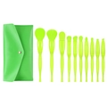 10pcs neon green makeup brush set with matching pouch for eyeshadow and foundation - 10Pcs with PU Bag / Fluorescent Green