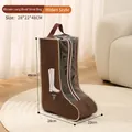 Brown tall boot storage bag with transparent PVC window and wide carry handle - Wide Long Brown / 22*28*48cm