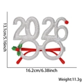 Silberne 2026 Glitzer-Partybrille mit roten Bügeln und festlicher Stechpalmen-Deko - Einheitsgröße / Beerensilber 2026 Brille