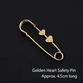 Elegant gold heart-shaped waist pin fastener, 4.5cm polished metal brooch for pants - Gold Heart Style