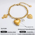 18k gold plated stainless steel bracelet with pearl and heart locket charms - Locket Cross Heart Pearl Style (SL41209)