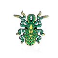 Colorful insect enamel brooch with green and yellow stripes on a zinc alloy pin - Green Yellow Striped Insect (CC2311)