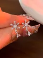 Boucles d'oreilles flocon de neige en argent avec zircons étincelants pour l'hiver - Zircon Flocon de Neige