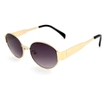 Oval metal sunglasses with gold frame and gradient purple lenses in vintage style - Gold Frame Double Grey