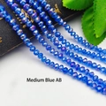 Faceted glass beads in Medium Blue AB with iridescent crystal coating for DIY jewelry - Size 1 (Approx 2mm) / Medium Blue AB Color