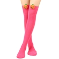 Hot pink over-the-knee Halloween socks with orange 3D cartoon pumpkin decorations - Rose Red (Pumpkin Decor)