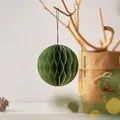 Dark green 10cm honeycomb paper ornament with gold edges for Christmas tree decor - Diameter 10cm / Green Origami Christmas Ball
