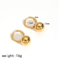 Orecchini a cerchio in acciaio inossidabile 18K oro con sfere 12mm e dimensioni - Orecchini a Cerchio con Pendente a Sfera (TE6169) / Oro 18K