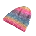 Berretto in maglia sfumato tie-dye nei toni rosa, viola e blu per l'inverno - Sfumatura Rosa Rosso Giallo
