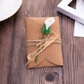 Vintage kraft paper greeting card envelope with white calla lily and twine bow detail - 03 Calla Lily