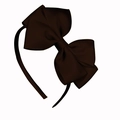 Dark brown grosgrain ribbon bow headband for girls on a clean white background - Dark Brown