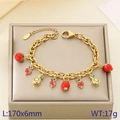 Golden link bracelet with red pomegranate and lemon fruit charms in a jewelry box - Pomegranate Lemon Heart Style (KB203066-Z)
