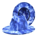 Cappello Fedora tie-dye blu e bianco con tesa larga e classico design della corona - M (56-58cm) / Blu