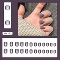 Short square cat eye press-on nails in greyish purple with glossy metallic finish - Short Square (MY112) / Grey Purple Cat Eye (Glue Style)