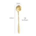 Golden stainless steel sunflower spoon with long handle and 12.5cm creative flower design - Gold Sunflower