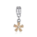 Champagne five-leaf flower pendant in polished silver setting for necklaces - Champagne Zirconia Flower