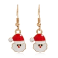 Detail of Santa Claus earrings with red and white enamel on gold plated alloy hooks - Santa Claus #26
