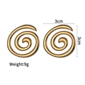 Golden spiral hollow circle ring in minimalist irregular design made of titanium steel - Spiral Earring Style (JZE801)