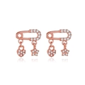 Pendientes de imperdible en oro rosa con colgantes de corazón y estrella con brillantes - Pendientes de Alfiler de Corazón y Estrella en Oro Rosa (5002)