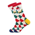 Festive Christmas crew socks featuring Santa Claus pattern and colorful Argyle knit design - One Size / Santa Checkerboard
