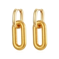 Elegantes pendientes ovalados entrelazados en acero inoxidable con baño de oro de 18 quilates - Anillos Entrelazados (MS-505) / Dorado