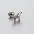 Surgical steel iridescent butterfly cartilage stud with sparkling zircon gemstones - Iridescent Butterfly (A018-1#)