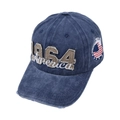 Vintage dunkelblaue gewaschene Denim Baseballkappe mit 1964 America Stickerei und Patch - Marineblau