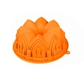 Single orange 6-hole silicone pumpkin mold for Halloween and Thanksgiving baking - Castle