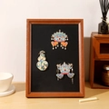 Magnetic frame with Chinese traditional enamel phoenix crown and gourd brooches - Warm Walnut 8 Inch